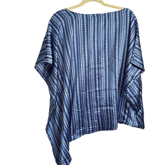 NaLa Woven Together Asymmetrical Blue Striped Top - Size L - Picture 9 of 12